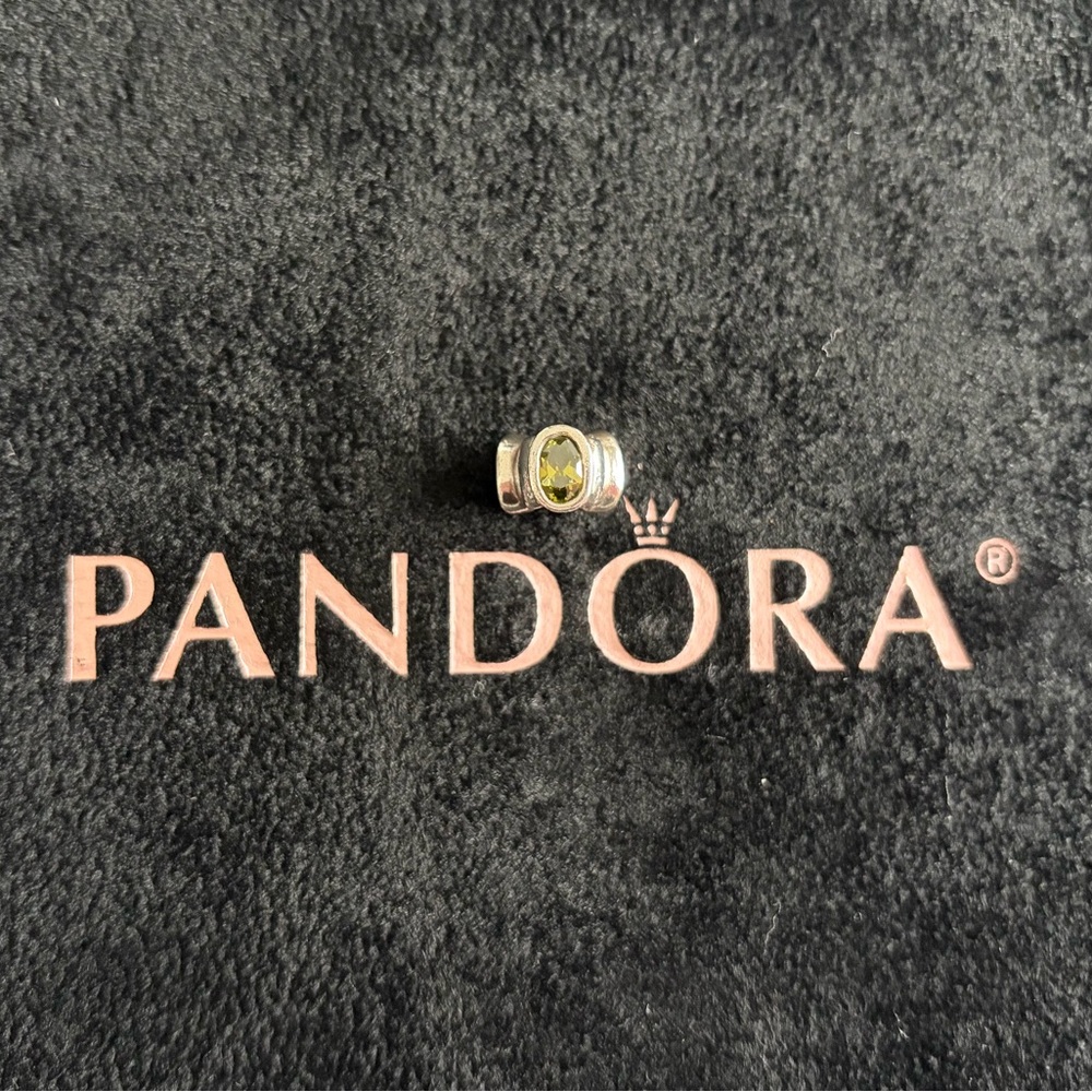 Pandora Silver Charm with Olive Accent